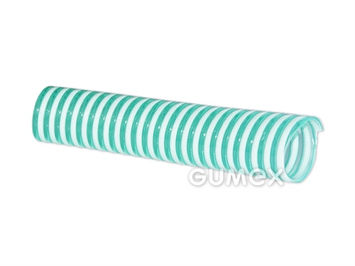 Tlakosací hadice na vodu NASSA S07, 32/36,4mm, 4bar/-0,5bar, PVC, -20°C/+60°C, transparentní zelená s bílou spirálou